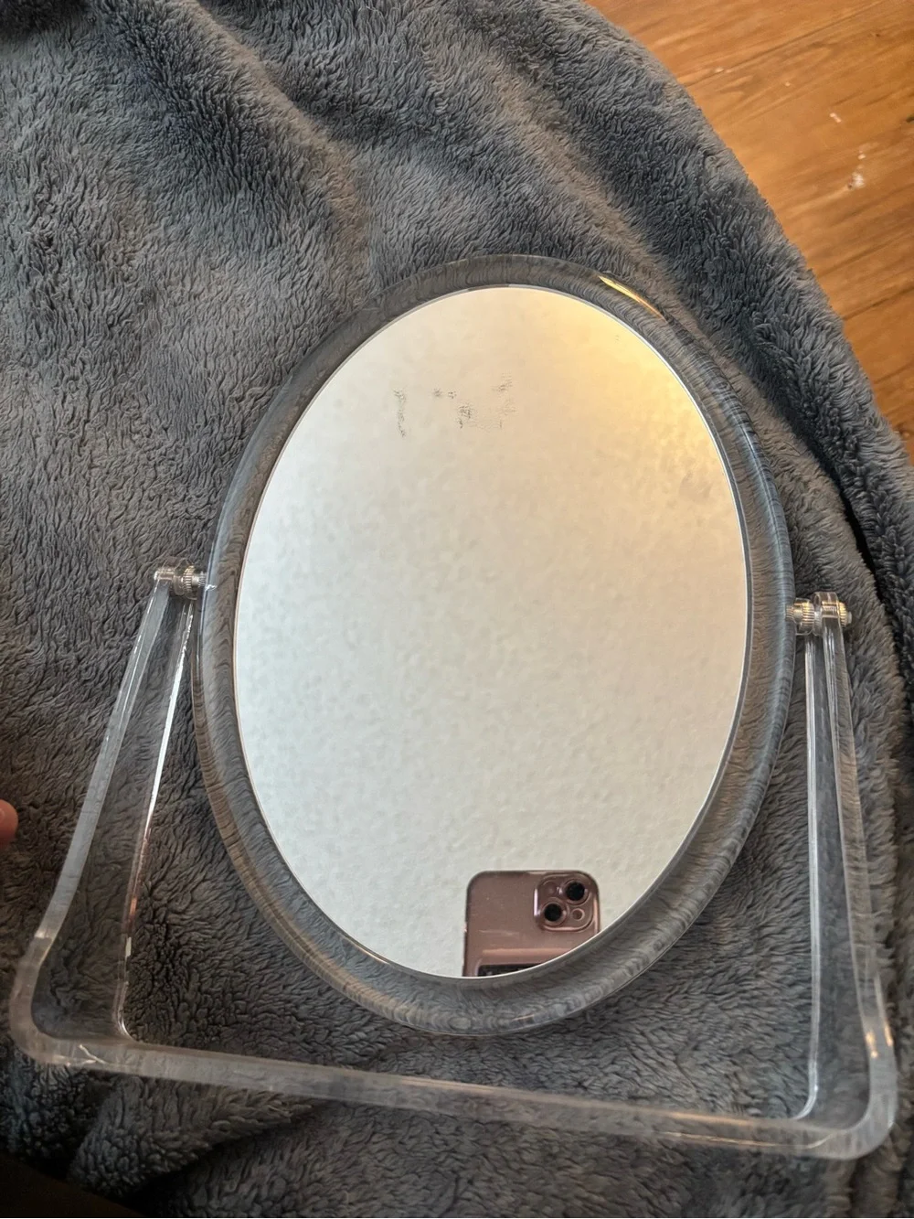 Clear Acrylic Oval Vanity Mirror -